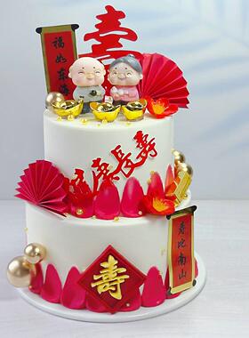 新款网红卡通祝寿两层加高流行儿童彷真蛋糕模型定制橱窗展示摆件
