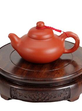 实木奇石托盘花盆仿古陶瓷工艺品底圆形花瓶底座花瓶石头木托摆件
