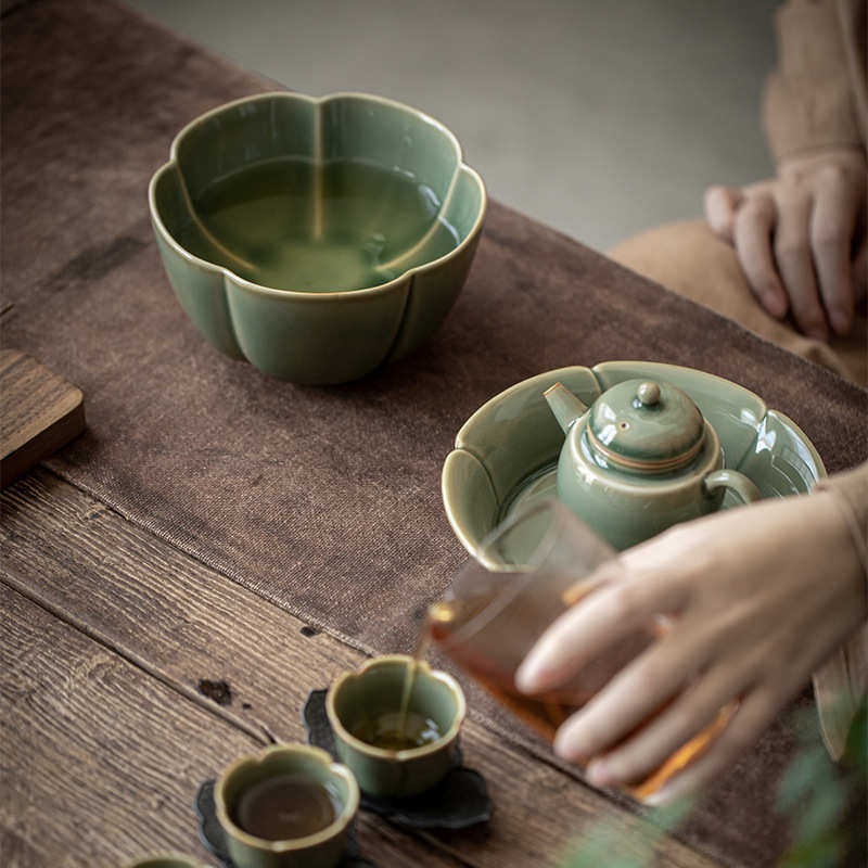 墨己 越窑青瓷花瓣建水 耀州窑花型水盂废水缸茶道配件茶洗烟灰缸,淘宝优惠券,粉丝福利购,淘宝优惠卷