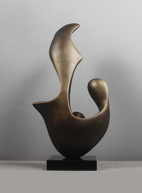 雕塑摆件大客厅摆放艺术现代简约高档软装饰品玻璃钢创意抽象摆设