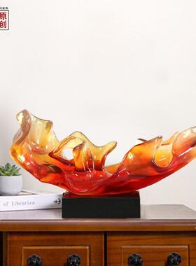 透明简约工艺品客厅仿琉璃抽象现代雕塑艺术品酒店室内桌面摆件