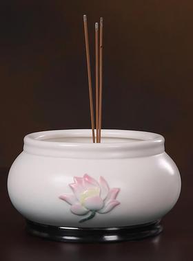 慈玉阁德化陶瓷莲韵香炉居家用供奉佛前香插炉焚香炉莲花香炉摆件