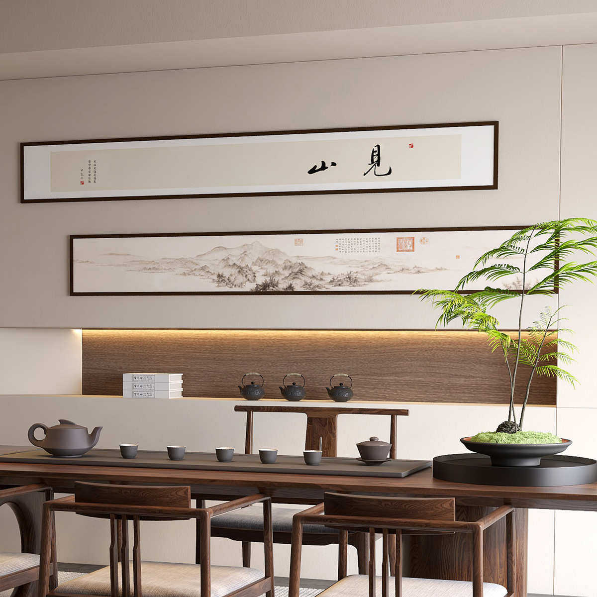 新中式茶室装饰画办公室酒店包间挂画宋代美学细横长条山水画禅意,淘宝优惠券,粉丝福利购,淘宝优惠卷