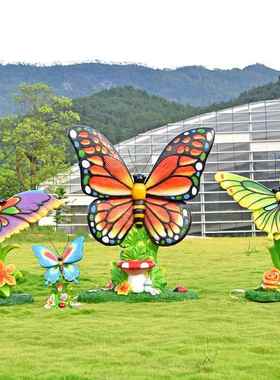 户外仿真发光蝴蝶雕塑草坪花海公园林景观网红打卡拍照装饰大摆件