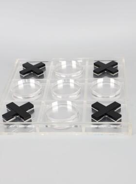 现代简约亚克力XO透明棋盘摆件样板房酒店家居玄关客厅装饰品摆件