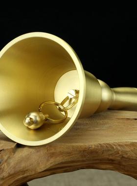 纯铜摇铃铜铃铛手摇木柄铃铛法器摆件学校上课家用佛堂桌面装饰