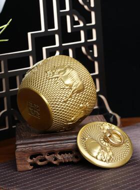黄铜龙凤茶叶罐家用九龙储物罐玫瑰花收纳带盖铜罐五虎五牛储物罐