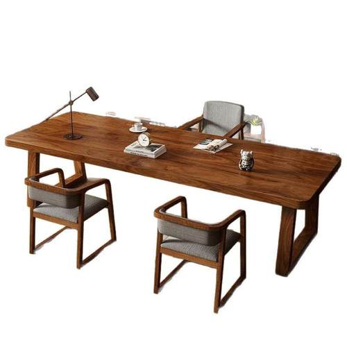 南美胡桃木高档实木大书桌椅家用书房学习桌工作台办公客厅长条桌 - 图3
