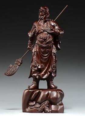 黑檀木雕关公摆件实木武财神客厅佛像家居装饰店铺玄关红木工艺品