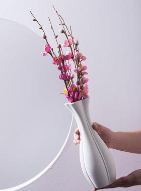 现代简约磨砂白色陶瓷花瓶摆件假花干花客厅电视柜家居装饰品花器