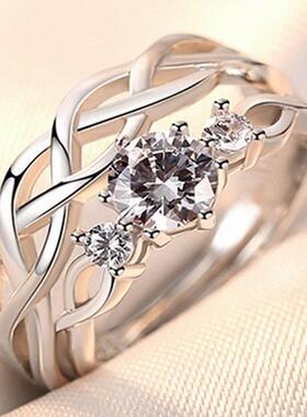 小众冷门戒指女学生党情侣镀白金对戒开口可调节首饰韩版简约网红