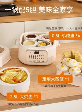 泊仕菱炖锅隔水炖电家用陶瓷电炖盅电蒸锅全自动煲汤煲粥锅