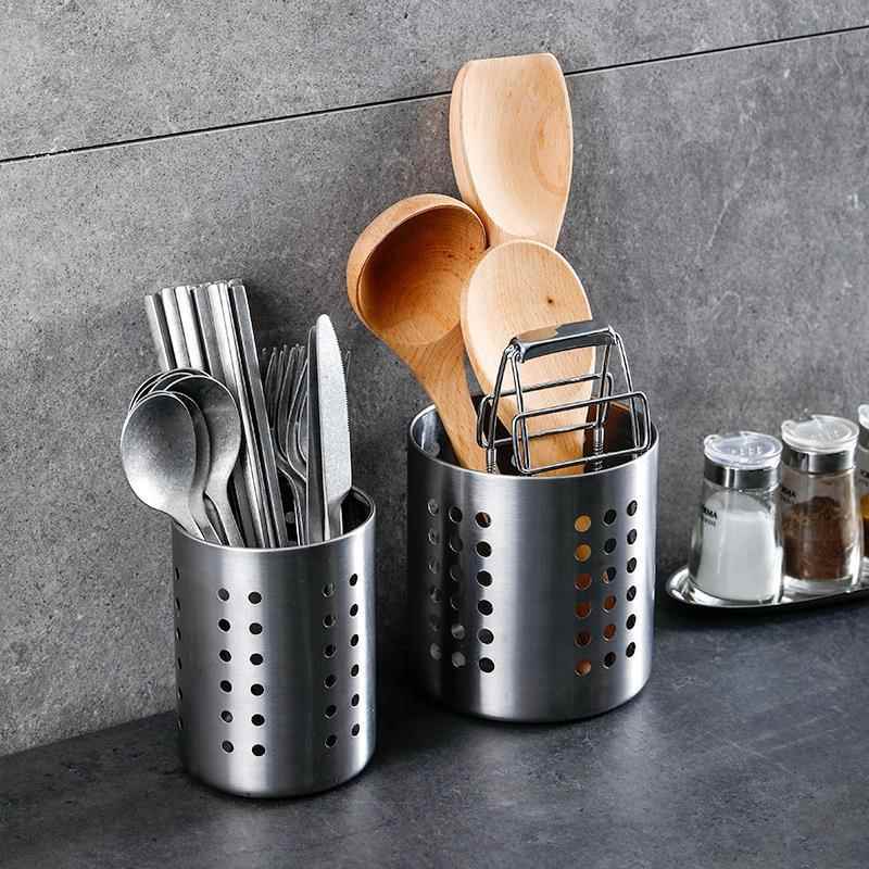 Stainless steel chopstick tube draining cutlery cage kitchen spoon chopsticks cutlery storage tube storage rack chopstick cage bamboo skewer straw bucket