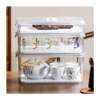 Drainage storage box, tea set, transparent wine cup, dust-proof with lid, kung fu tea cup, cup storage artifact storage