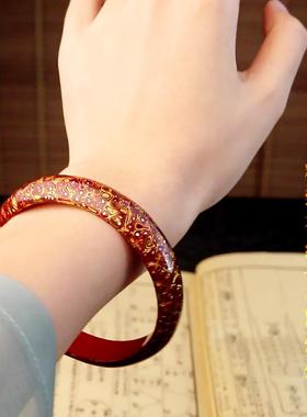 贵州万山朱砂乾坤镯朱砂手镯高含量朱砂珐琅彩手镯情侣款厂家