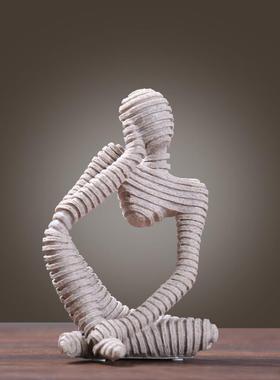 高档酒北欧简约现代抽象人物塑办公室柜装饰摆件客厅品家居摆雕设