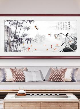 网红报平安中发式沙背厅墙装饰画竹竹景子房挂画办公室客书壁画横