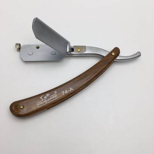 手动老式刮刀剃头刀剃刀美发刮胡剃须刀理发刀片刮脸修眉削发刀架 - 图1