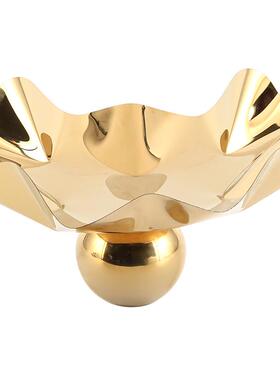 现代抽象不规则圆珠底座果盘摆件设计师展厅售楼处博古架玄关饰品