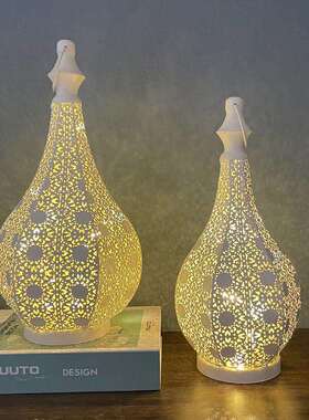简约镂空白色风灯摆件摩洛哥家居铁艺客厅装饰品工艺品镂空设计