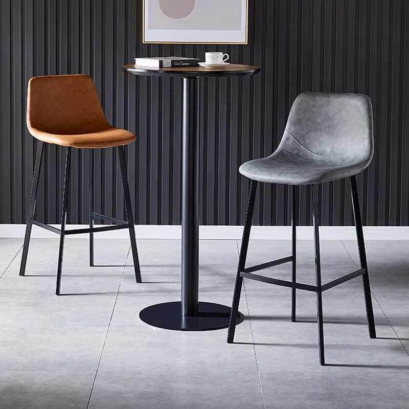 吧台椅现代简约设计师高脚凳家用铁艺酒吧椅子靠背轻奢皮革前台椅,淘宝优惠券,粉丝福利购,淘宝优惠卷