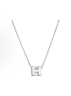 [9.9新]爱马仕女神项链Cage H 精钢H黑色字母方块时尚百搭项链