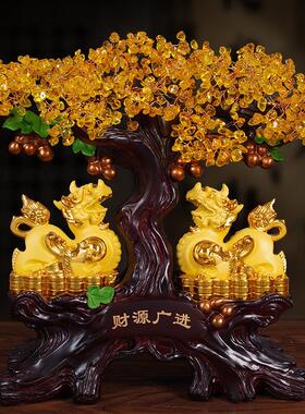 招财金蟾摆件黄水晶摇钱树发财树开业礼品开店送礼收银台吧台装饰