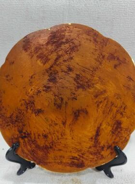 复古纯铜鎏金浮雕飞龙铜镜摆件 仿古做旧铜工艺品 文创集市老物件