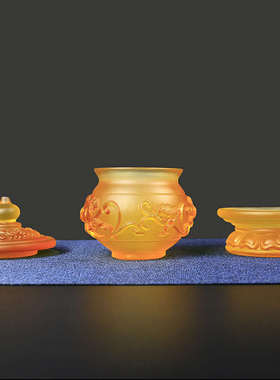 供佛用品 古法琉璃供水杯圣水杯莲花供杯贡水杯大悲水净水杯