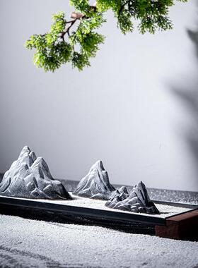 新中F8756T6S式创意枯陶山微水沙盘景观瓷桌面假小摆件家居室内禅