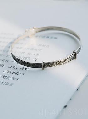 高档Aywhere手工925银复小古n手镯创镯意手围子