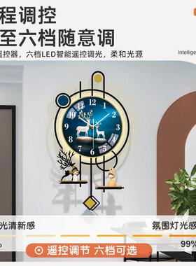网红钟表挂钟饭厅2023新款简约现代石英钟家用客厅大气时钟挂墙画