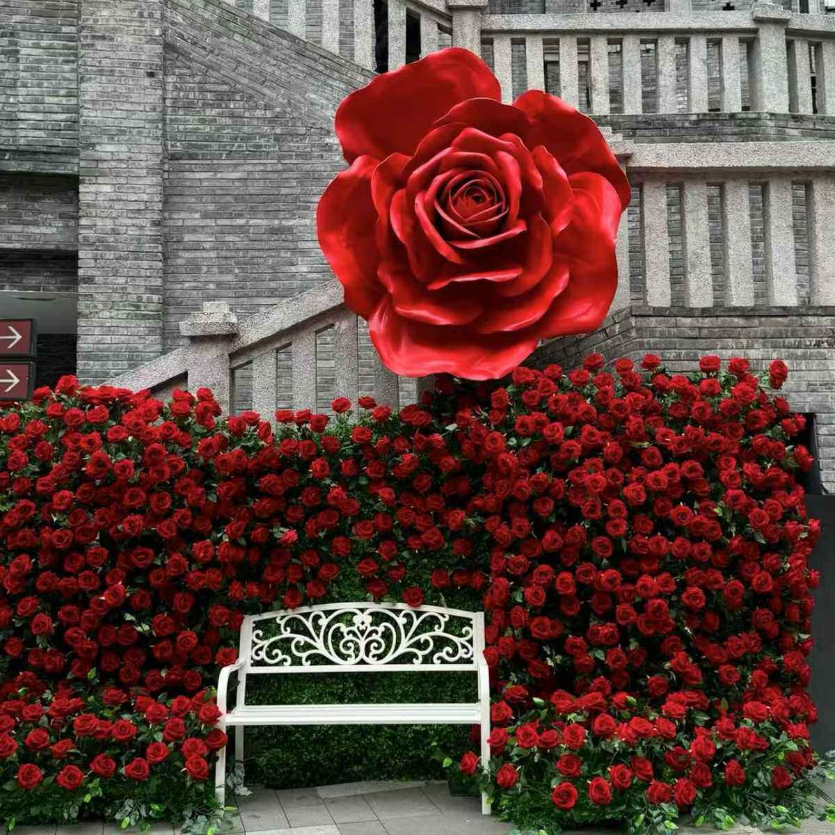 单支绒布仿真玫瑰花玫瑰瀑布场景布置插花婚庆仿真花假花地排花,淘宝优惠券,粉丝福利购,淘宝优惠卷