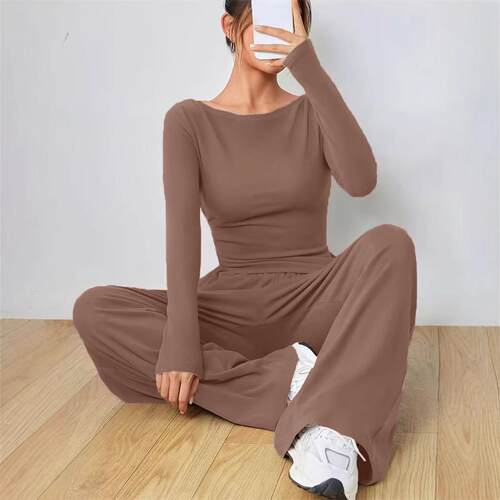 Relaxing women's wide leg pants with two soft and sticky - 图1