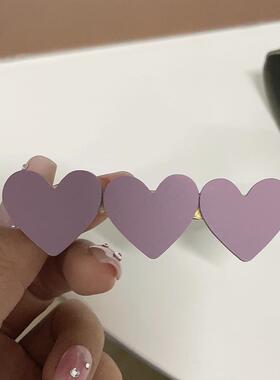 法式新款轻奢设计感长款珍珠流苏项链百搭紫色甜美爱心发卡女B163