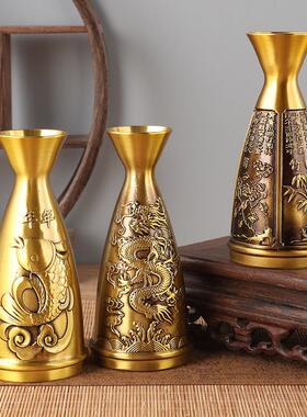 厂家黄铜酒壶分酒器梅兰竹菊酒盅创意铜器摆件铜百福储酒器