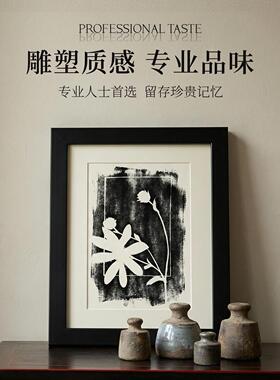 白色框简约现代博物级低反射相玻黑璃相框签ks2035名照馆保护无酸
