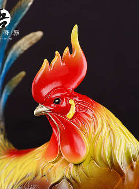 吾堂吾器 黄铜《金鸡报喜》摆件 家居办公客厅玄关装饰工艺礼品