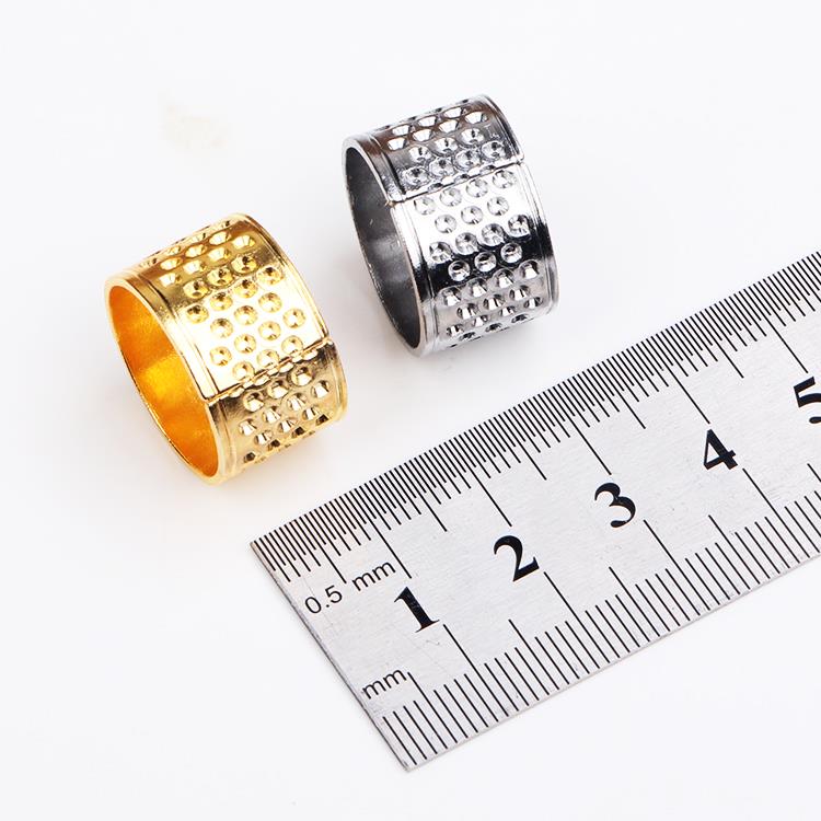 Thick and adjustable thimble finger cot for home use, handmade metal copper color wedding thimble hoop, sewing ring ring device