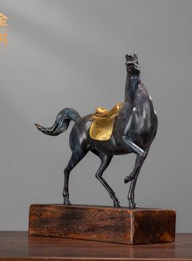 铜金岁月志在必得马黄铜摆件金色马鞍铜马雕像客厅开业乔迁送礼品