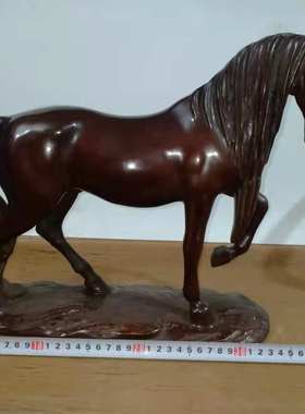 纯铜生肖马到成功仿古紫铜器鎏金龙凤马唐马招财骏马摆件古玩收藏