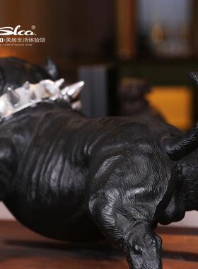 树脂工艺品动物美式田园斗牛犬摆件办公室桌面装饰品