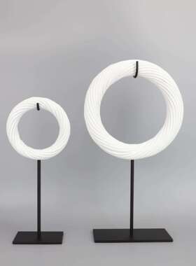 中式创意绞丝圆环新树脂房摆件板家居玄关客厅软装饰品0025桌面摆