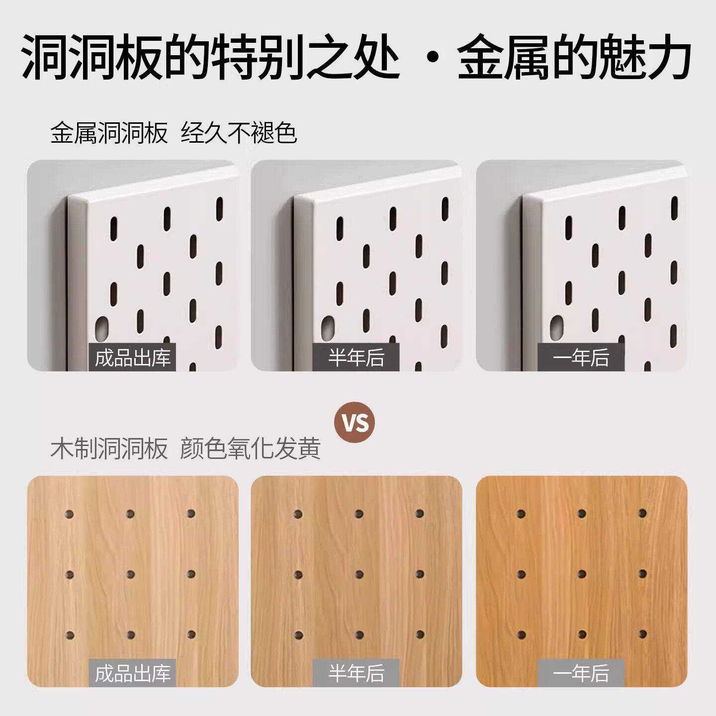 Magnetic metal perforated board customized stainless steel thickened shelf wall vertical hole punch-free desk white wall