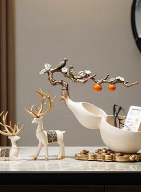 新中式ZP0084事事如意匙芦钥收纳入柜户玄关电视创葫意艺术轻奢装