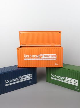 仿真集装箱收纳盒铁皮手工艺品桌面橱窗柜盒子装饰品房间创意摆件