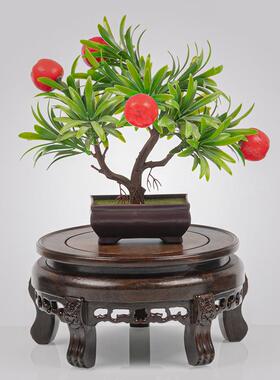 黑檀木圆形底座花盆花瓶奇石盆景酒缸坛佛像加高红木实木底座托架