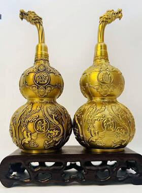 全黄铜龙头八卦葫芦 家居玄关貔貅葫芦礼品摆件