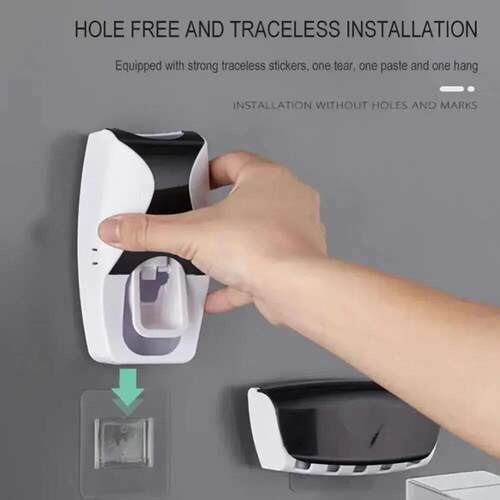 1Set Toothbrush Holder With Automatic Toothpaste Dispenser W - 图1
