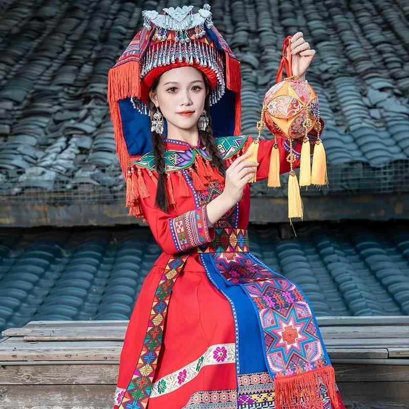 正品新款族民族演服装女成瑶人数民族表舞蹈少广西传统服饰演出服 - 图1